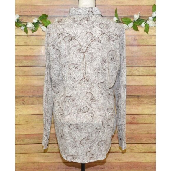 Wrangler Brown Paisley Print Concho Snap Front Embroidered Western Shirt Size XL - Picture 9 of 11